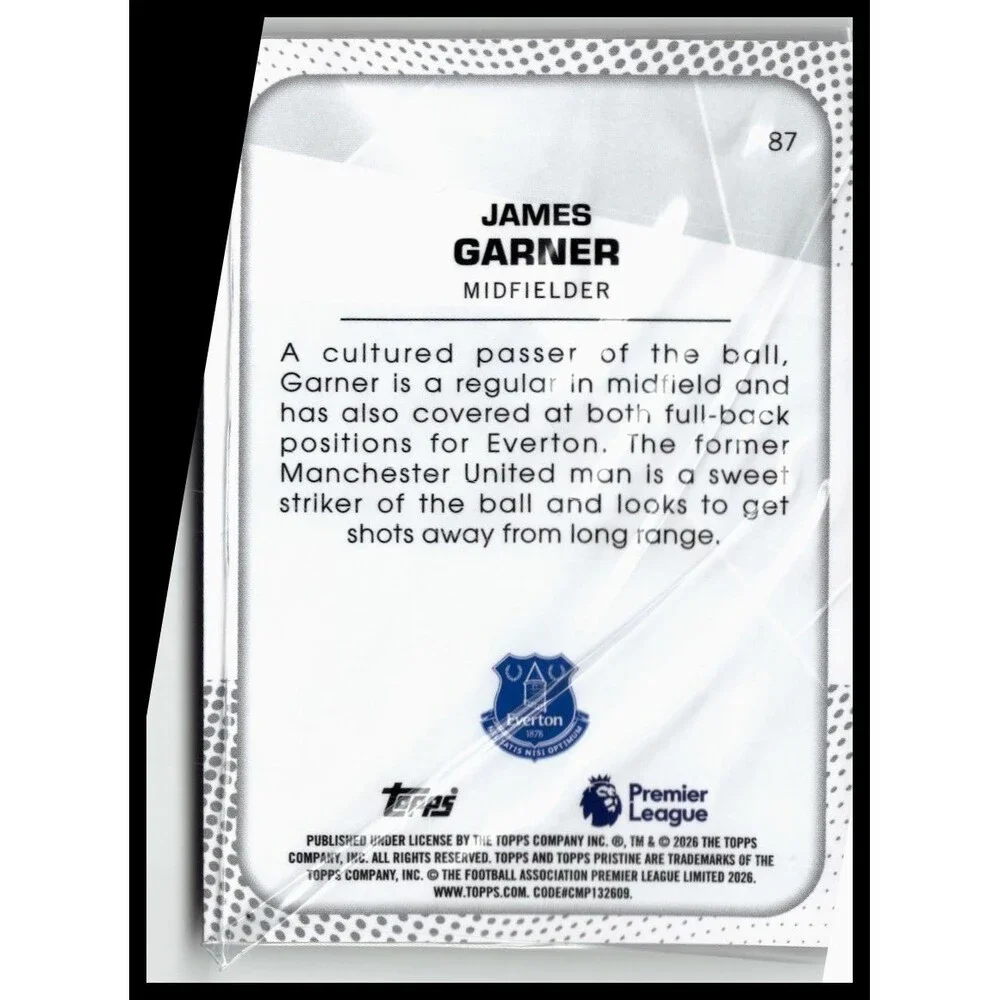 2025-26 Topps Pristine PL Soccer #87 James Garner, Everton